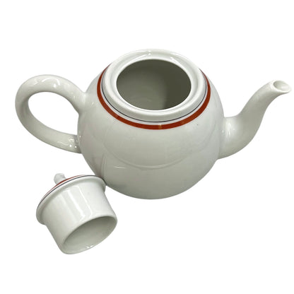 White ceramic teapot with a small white cup on a white background