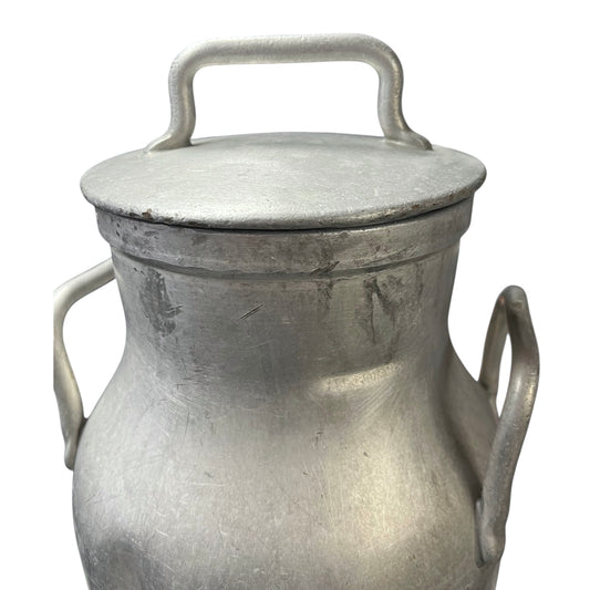 Vintage French Aluminium Milk Churn – Umbrella Stand, Planter, or Wedding Prop