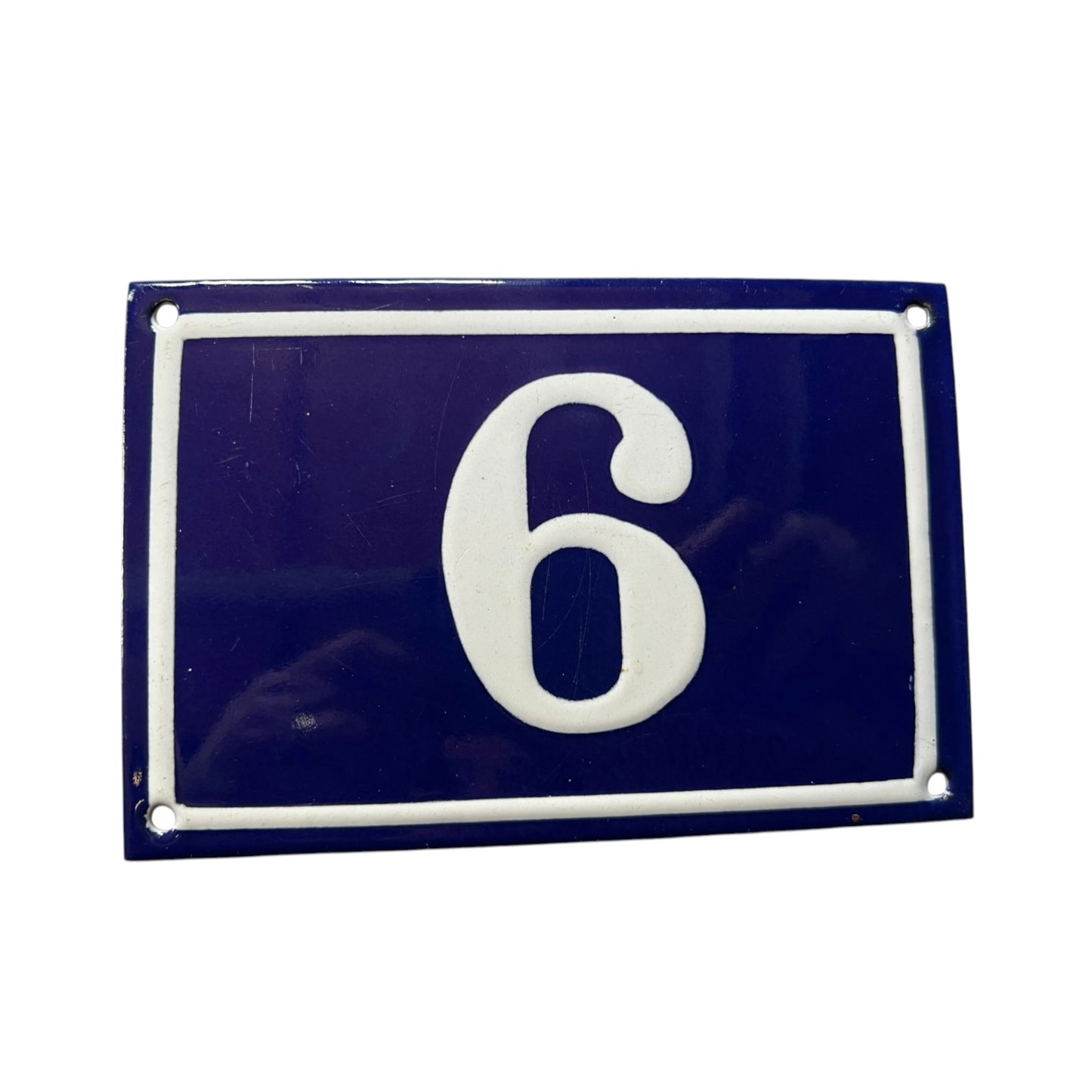 Blue rectangular sign with white number '6'