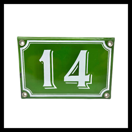 image French enamel green metal door number house number 14 sold by All Things French Store