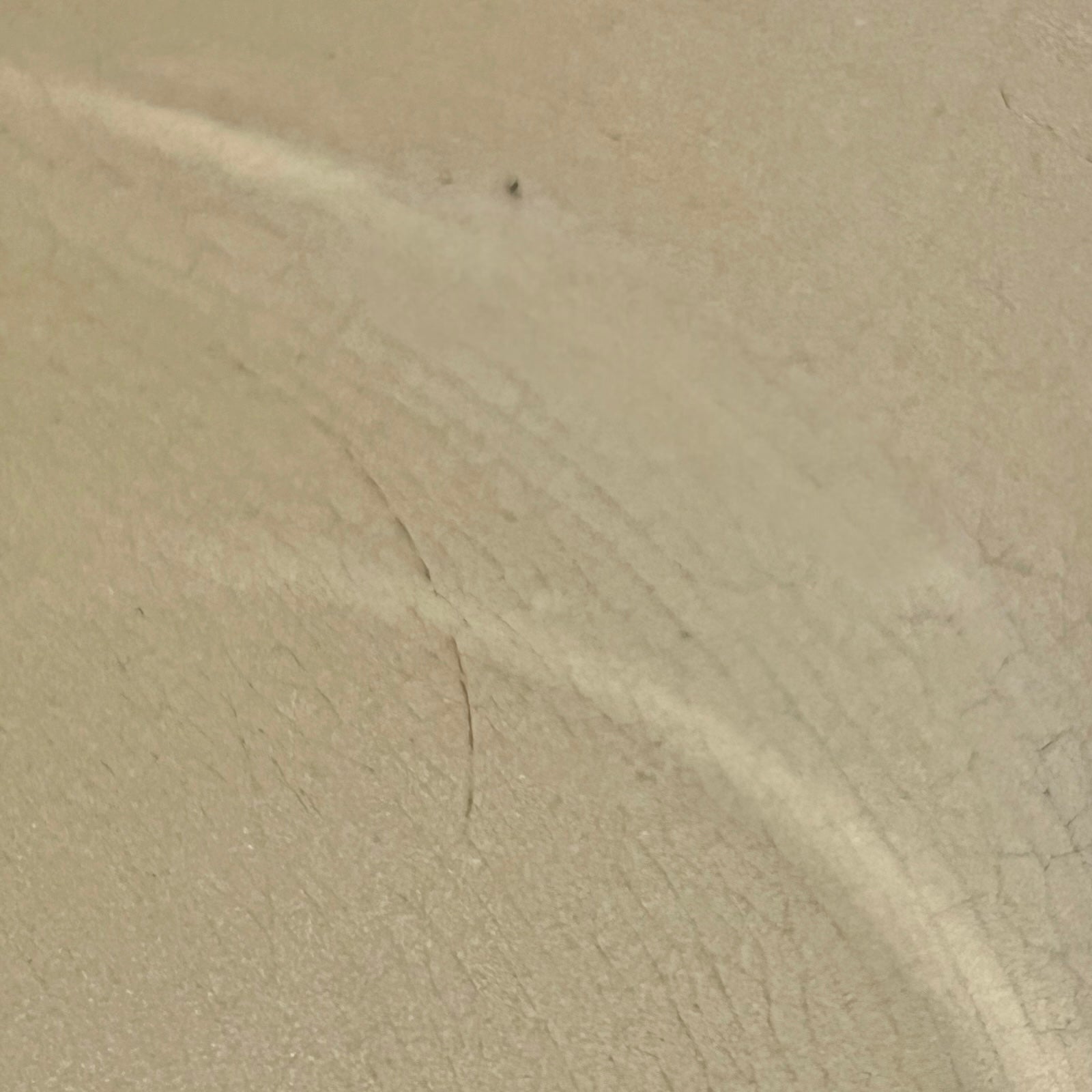 Close up of Le Creuset dish with beige interior on a white background
