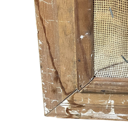 close up of a French vintage tapestry on a white background