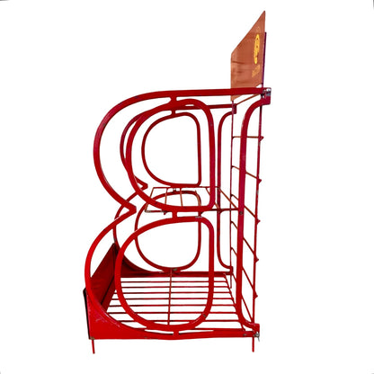 Side view of a French bread stand 