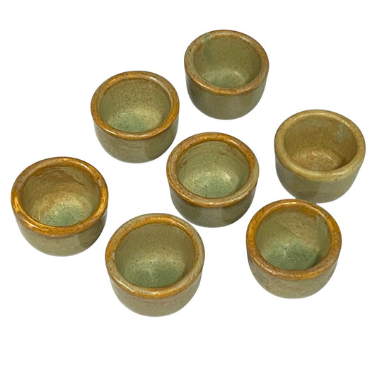 Set of 7 Vintage French Ceramic Escargot Cups, Small Snail Serving Pots for sale from All Things French Store