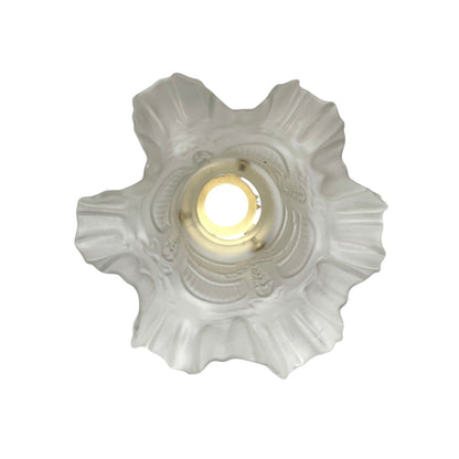 Vintage French Frosted Glass Tulip Lampshade with Brass Gallery