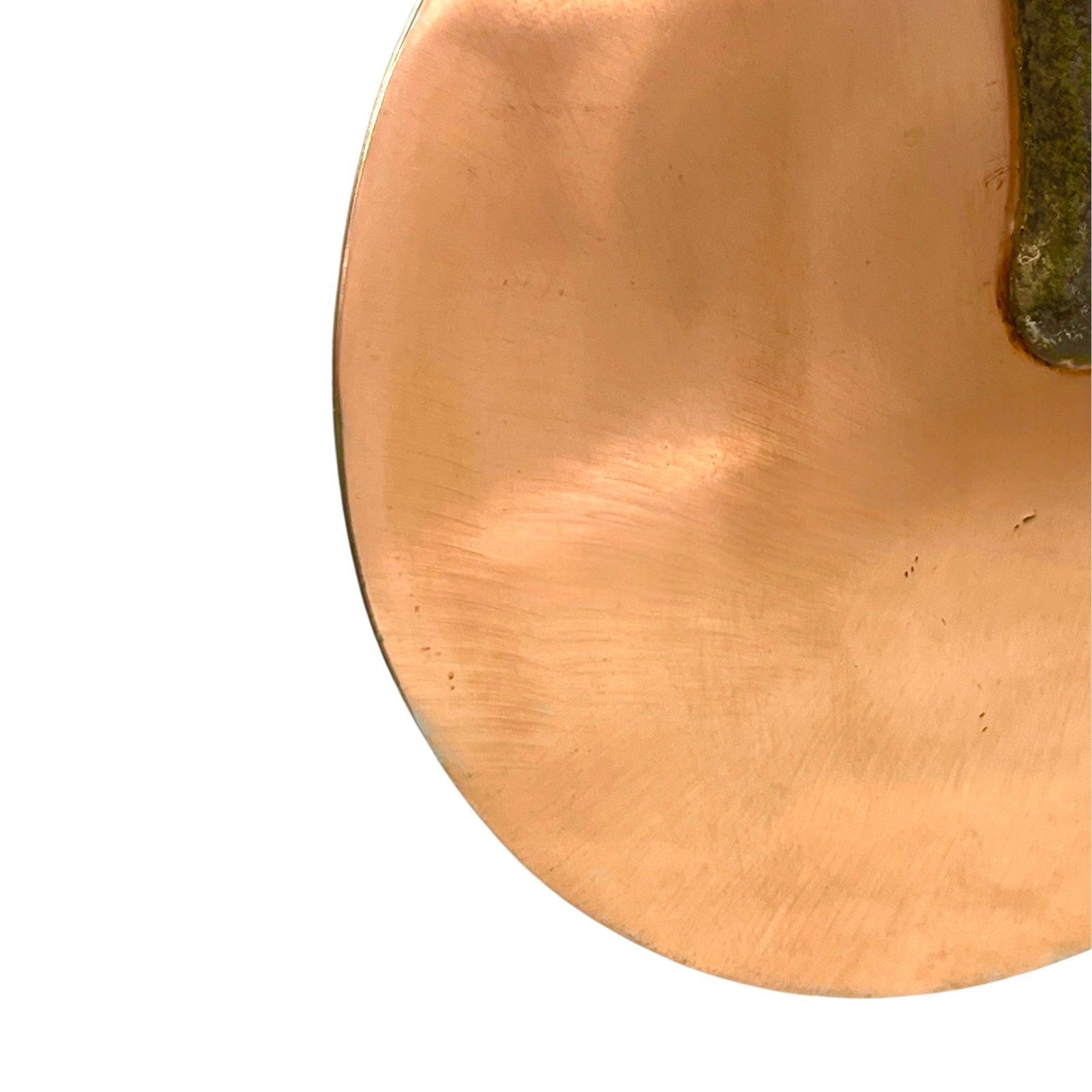 French vintage copper pan lid, 20cm, with cast iron handle on a white background