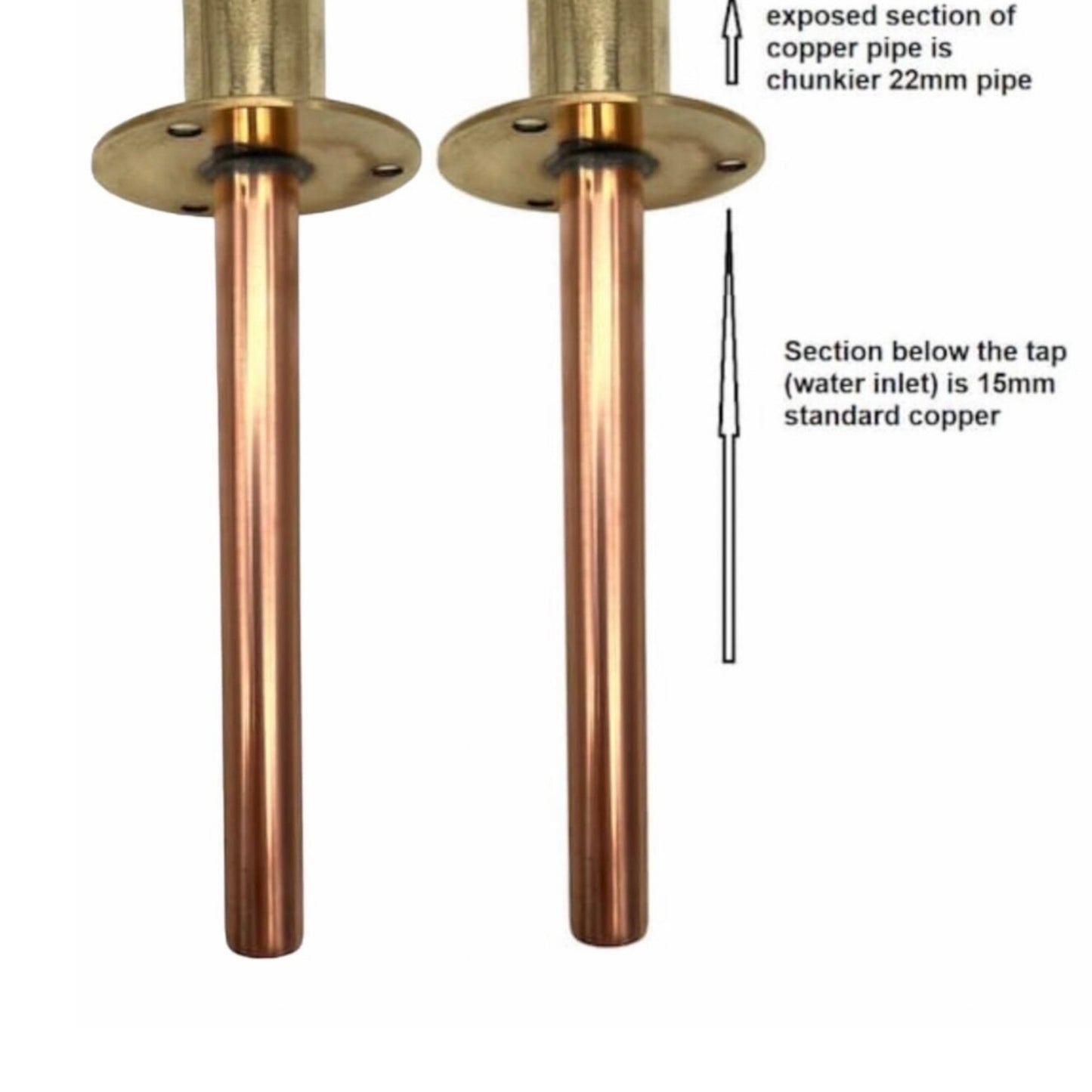 Pair of copper and brass chunky swan neck kitchen taps