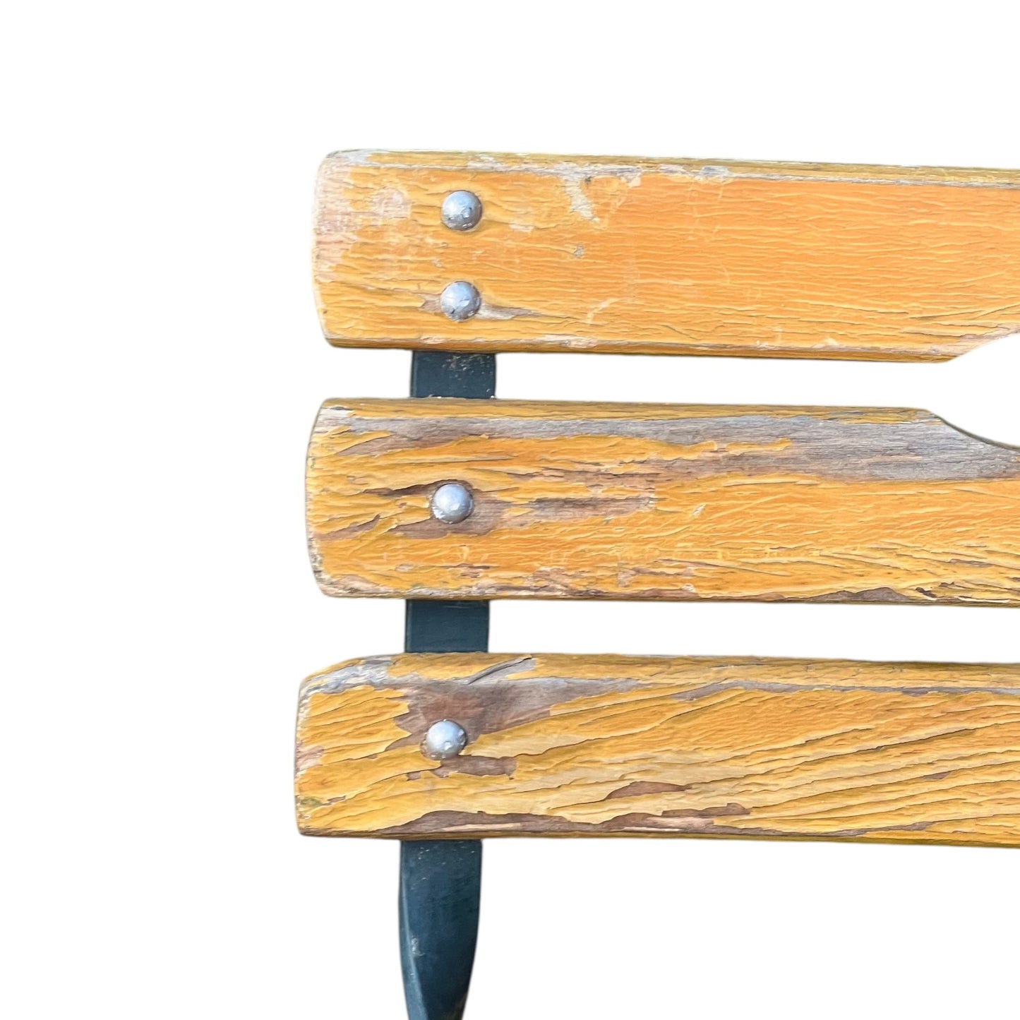 Close up of a wooden French folding chair on a white background 