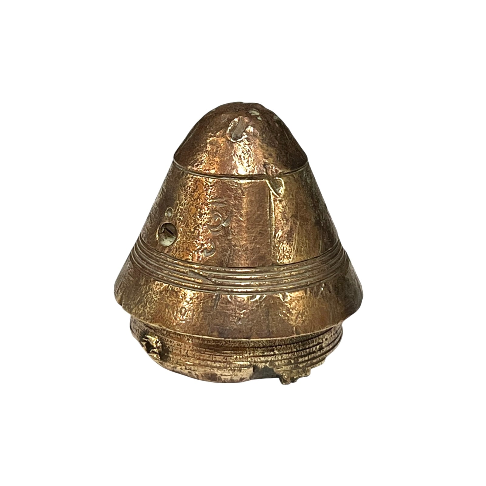 WW1 brass fuse paperweight on a white background 