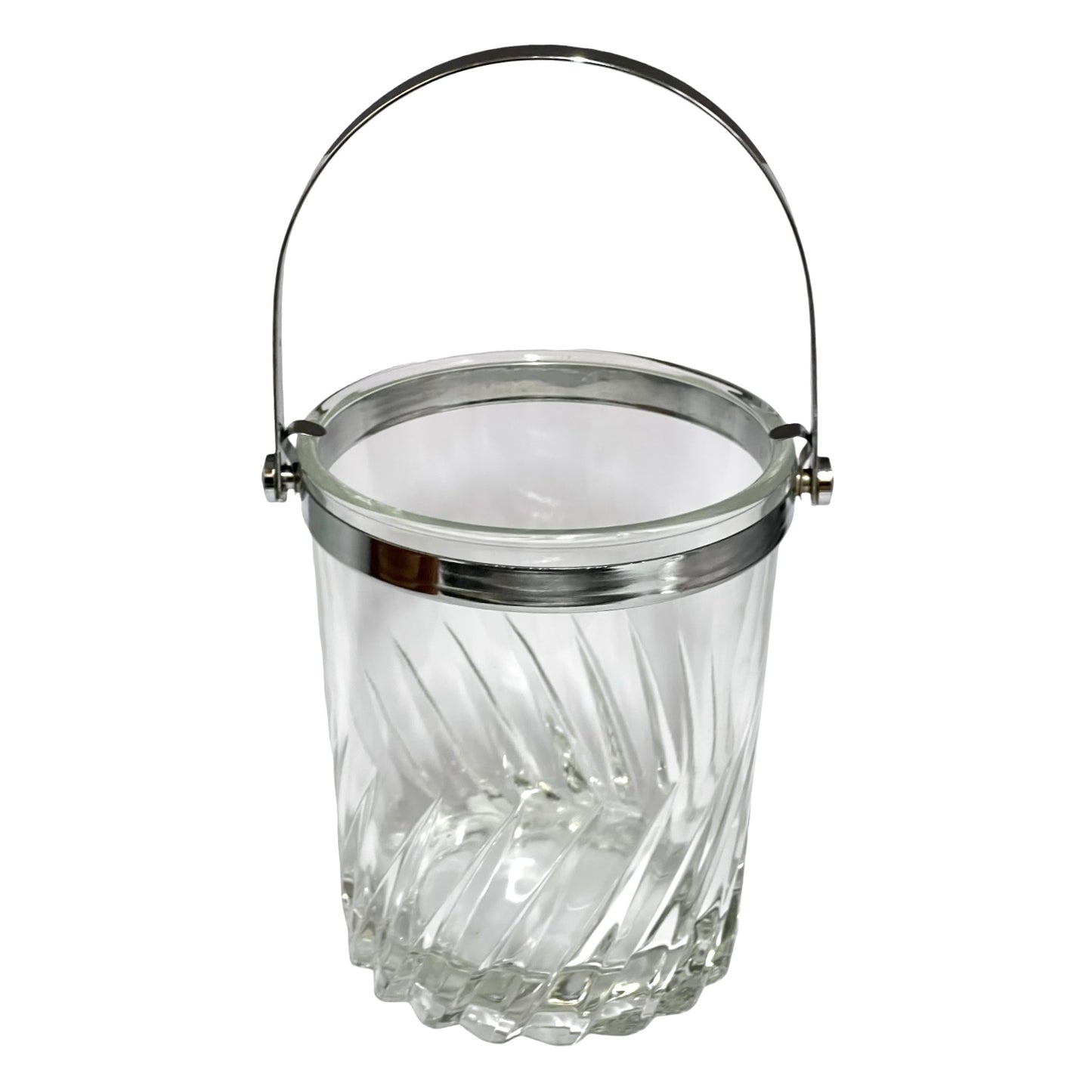 Vintage 1960s French Glass Ice Bucket – Mid Century Retro Barware Ice Pot