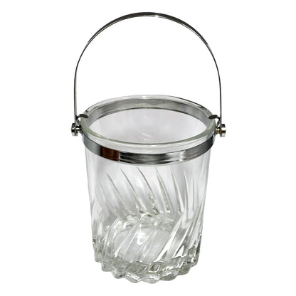 Vintage 1960s French Glass Ice Bucket – Mid Century Retro Barware Ice Pot