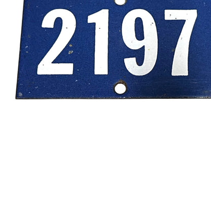 Vintage French Enamel House Number 2197 – Blue & White Door Plaque