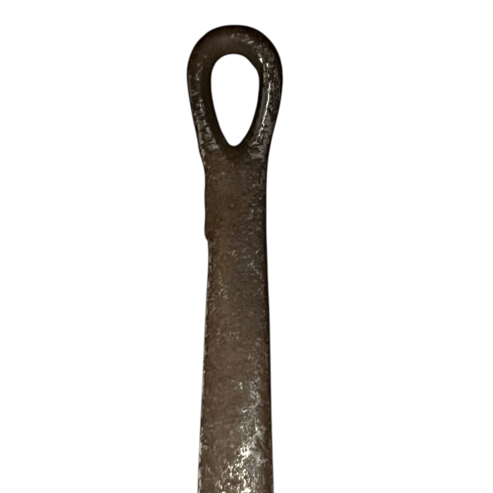 cast iron handle of copper pan