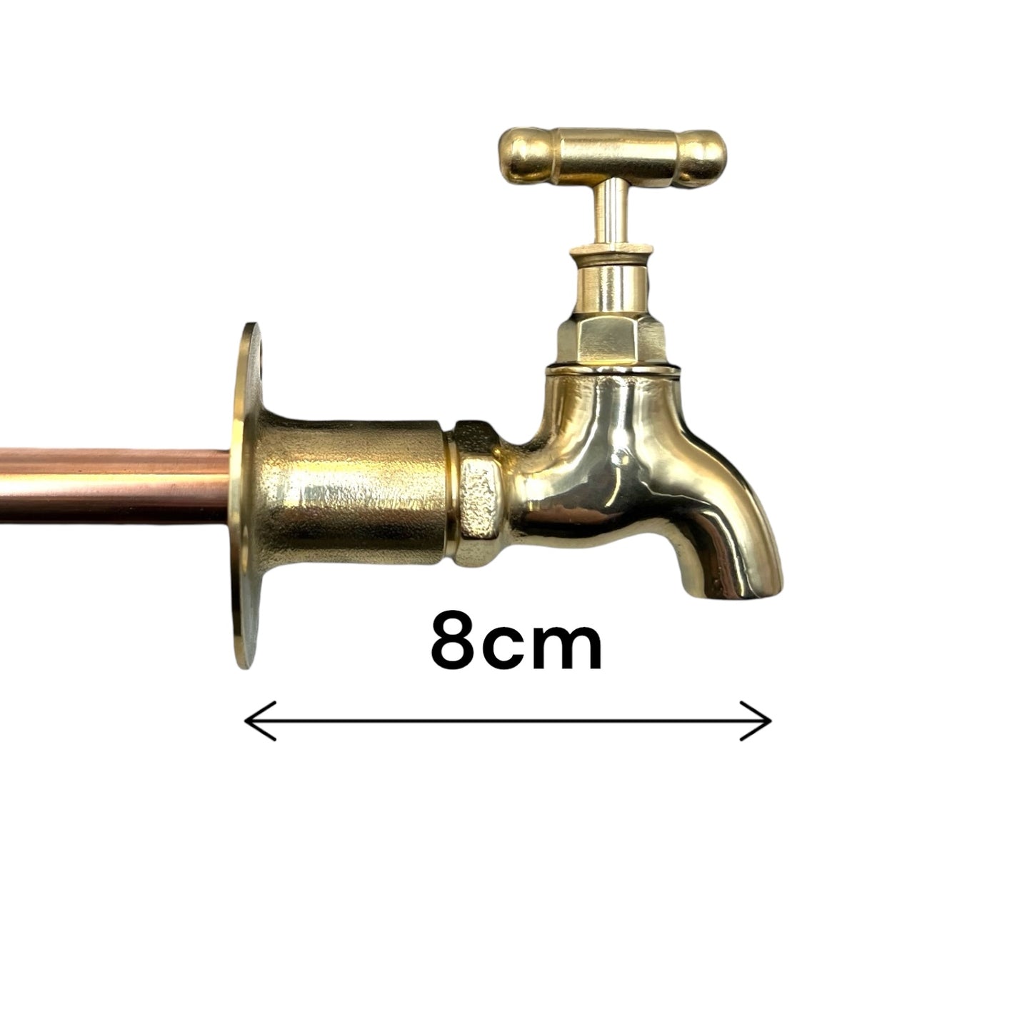 Brass Vintage Style Tap, Wall Mounted, ideal for Cloakroom, Bathroom, Camper Van (T19)