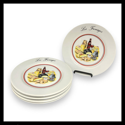 French Cheese Plates, Set of 6 with French Porcelain Les Fromages Plates  for sale by All Things French Store