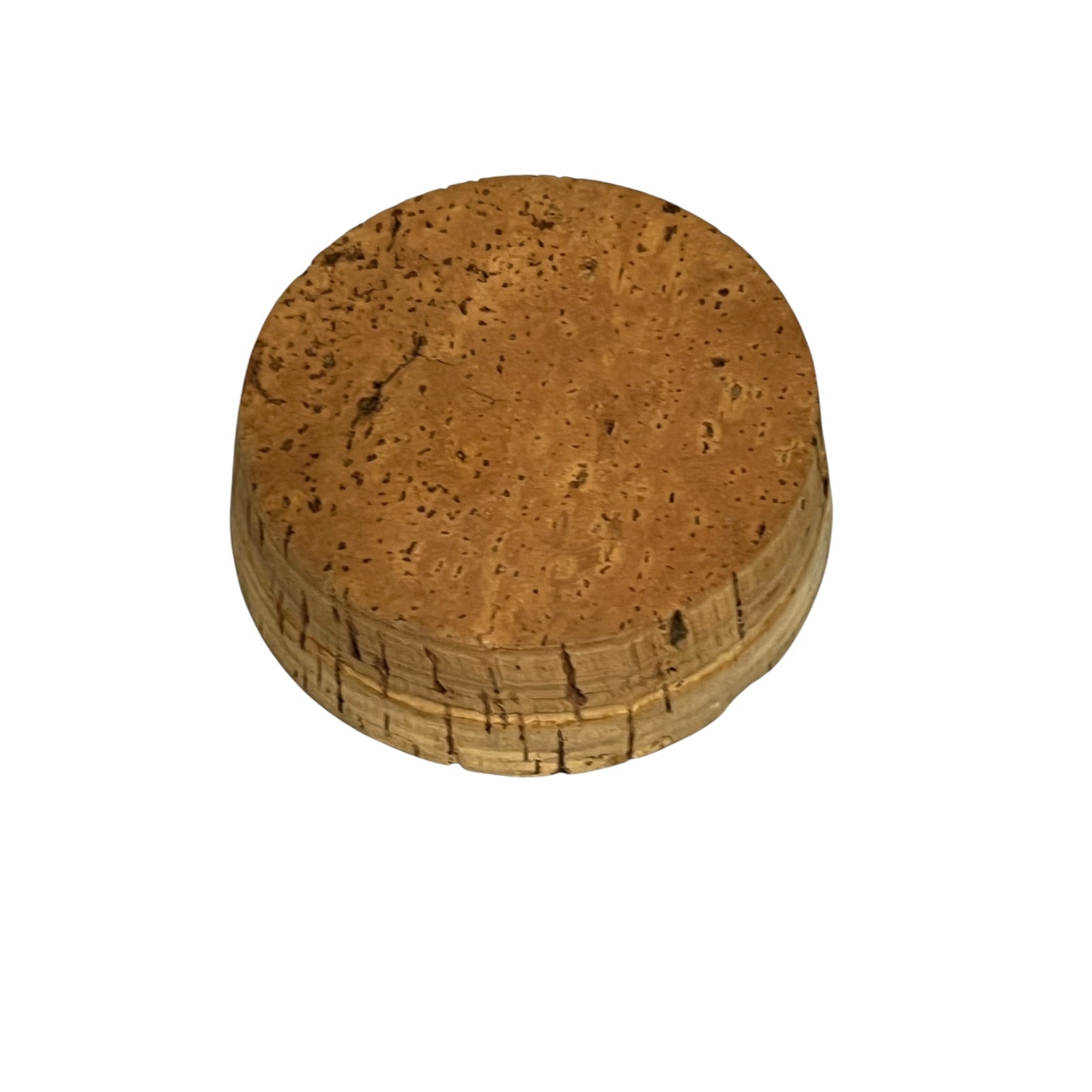 Round cork coaster on a white background