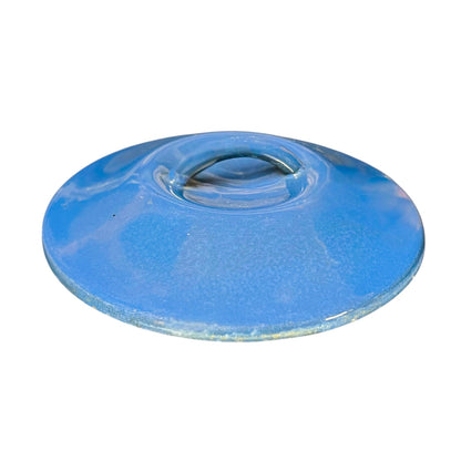 close up of blue Le Creuset cocotte