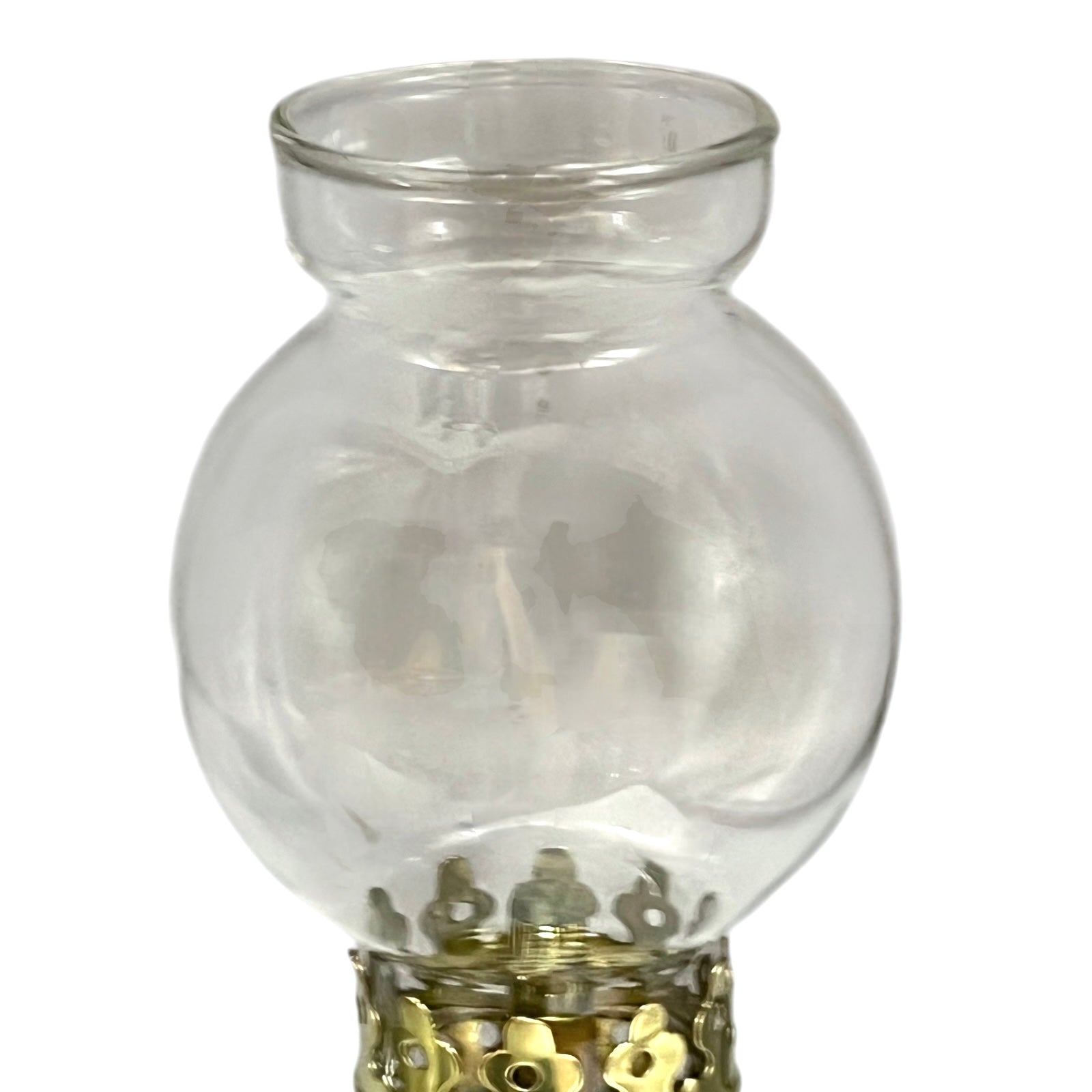 close view up of brass oil lamp
