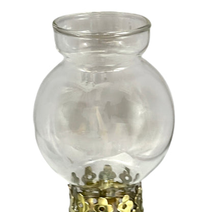 close view up of brass oil lamp