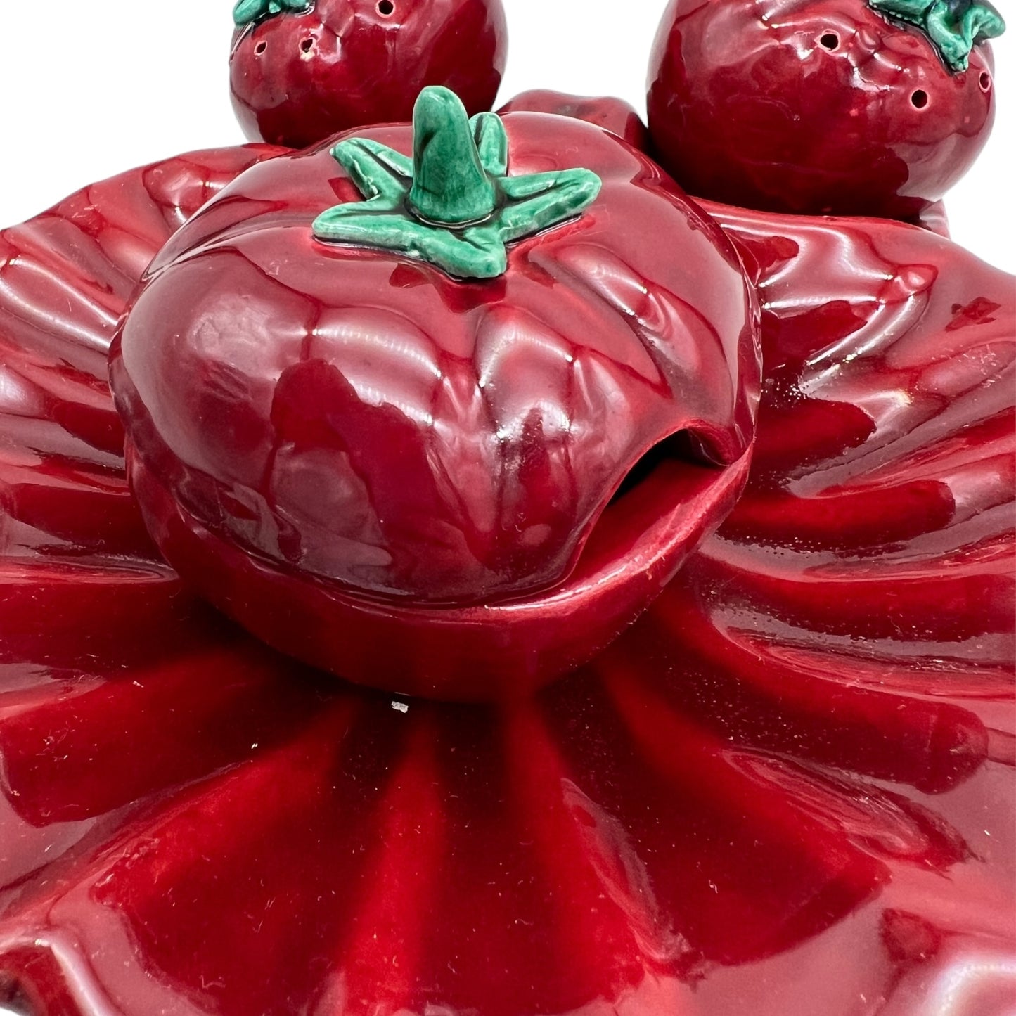 French Vallauris pottery cruet set in the shape of a tomato for sale 