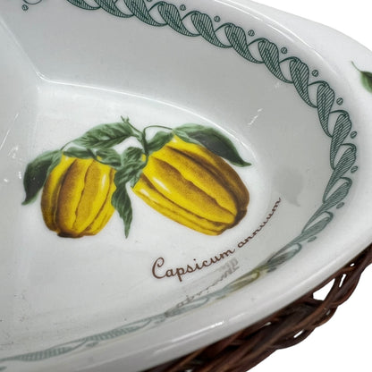 Italian porcelain appetiser or tapas dish in a small basket