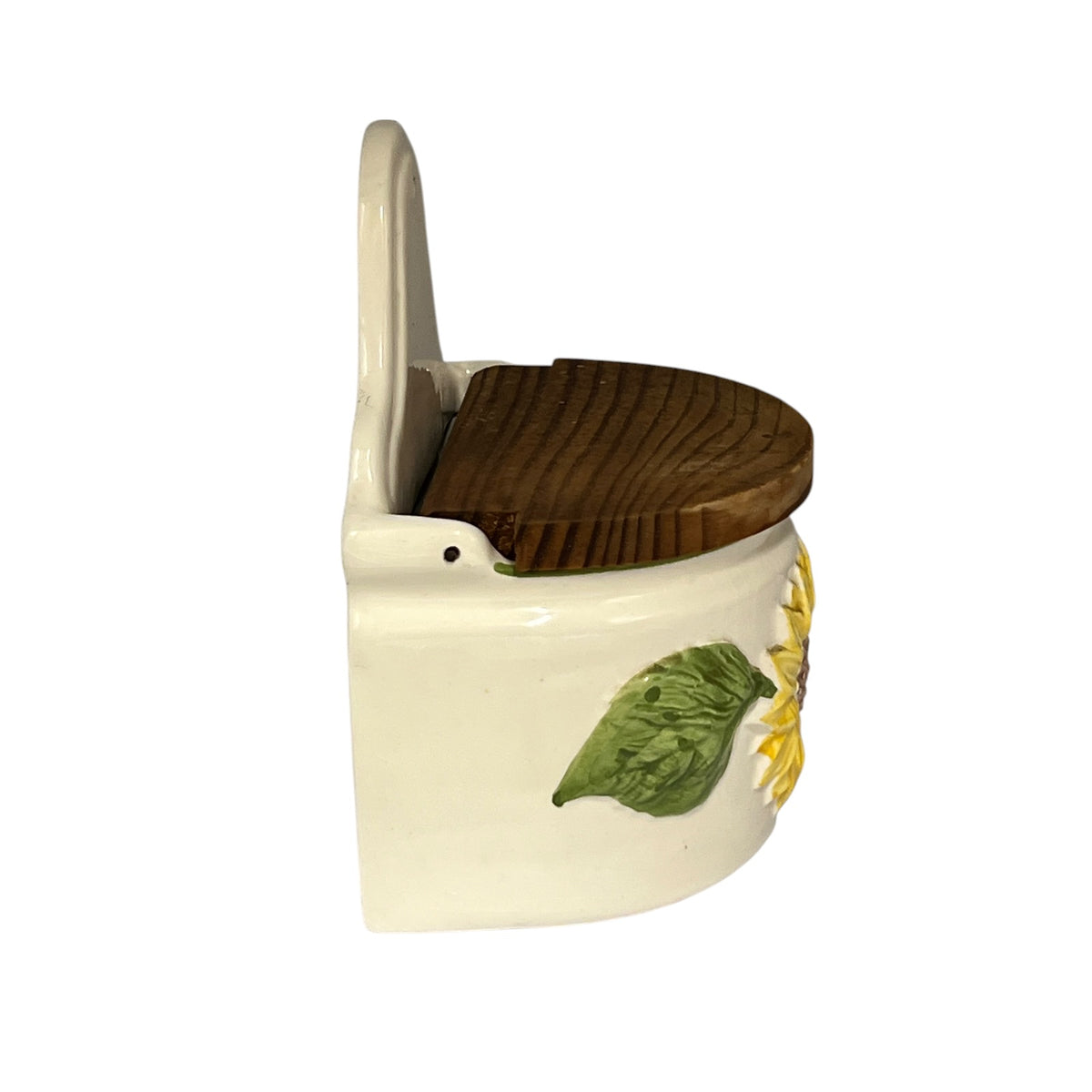 Vintage French Ceramic Salt Box – Wall-Mounted Sel Crock with Lid