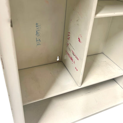 Close-up of the inside of a bathroom cabinet.