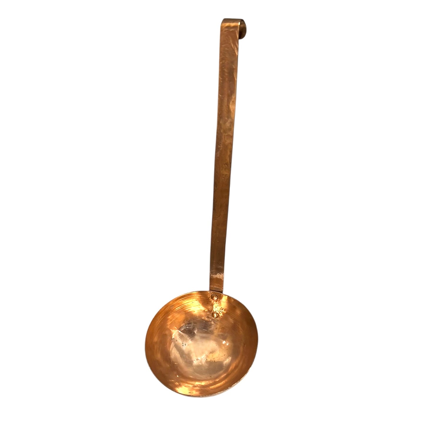 French copper handmade ladle on a white background