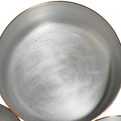 Vintage French Copper Saucepan Set of 4 | 2mm Thick | Aluminium Lined Cast Iron Handles