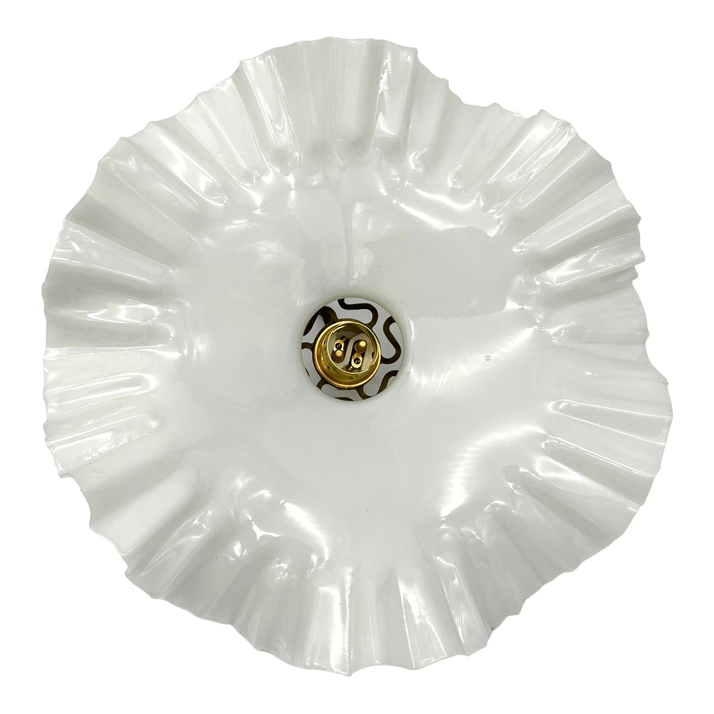image French vintage milk glass ceiling light  with new fittings 