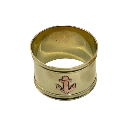 Set of 8 French Vintage Brass & Copper Napkin Rings, Nautical Boating Gift