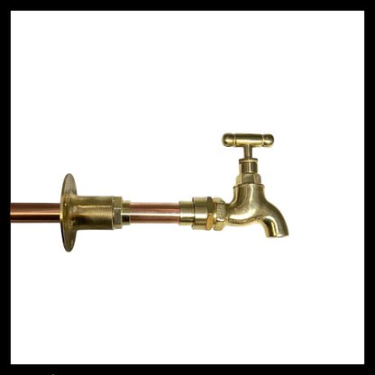 Brass Vintage Style Kitchen or Bathroom Tap, Wall Mounted ideal for Belfast Sink