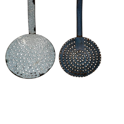 Vintage French Enamel Kitchen Utensils – Set of 4 Ladles & Strainers