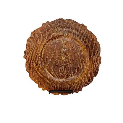 Close up of a raised 3d wood resin wall plaque of a French baker on a white background