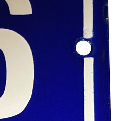 Vintage French Enamel Blue and White Door Number 36