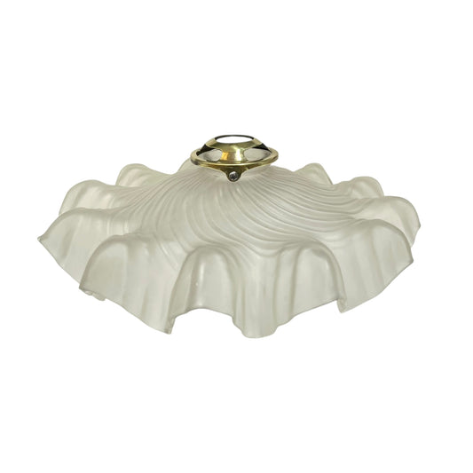 Vintage-style light fixture with frosted glass shade on a white background