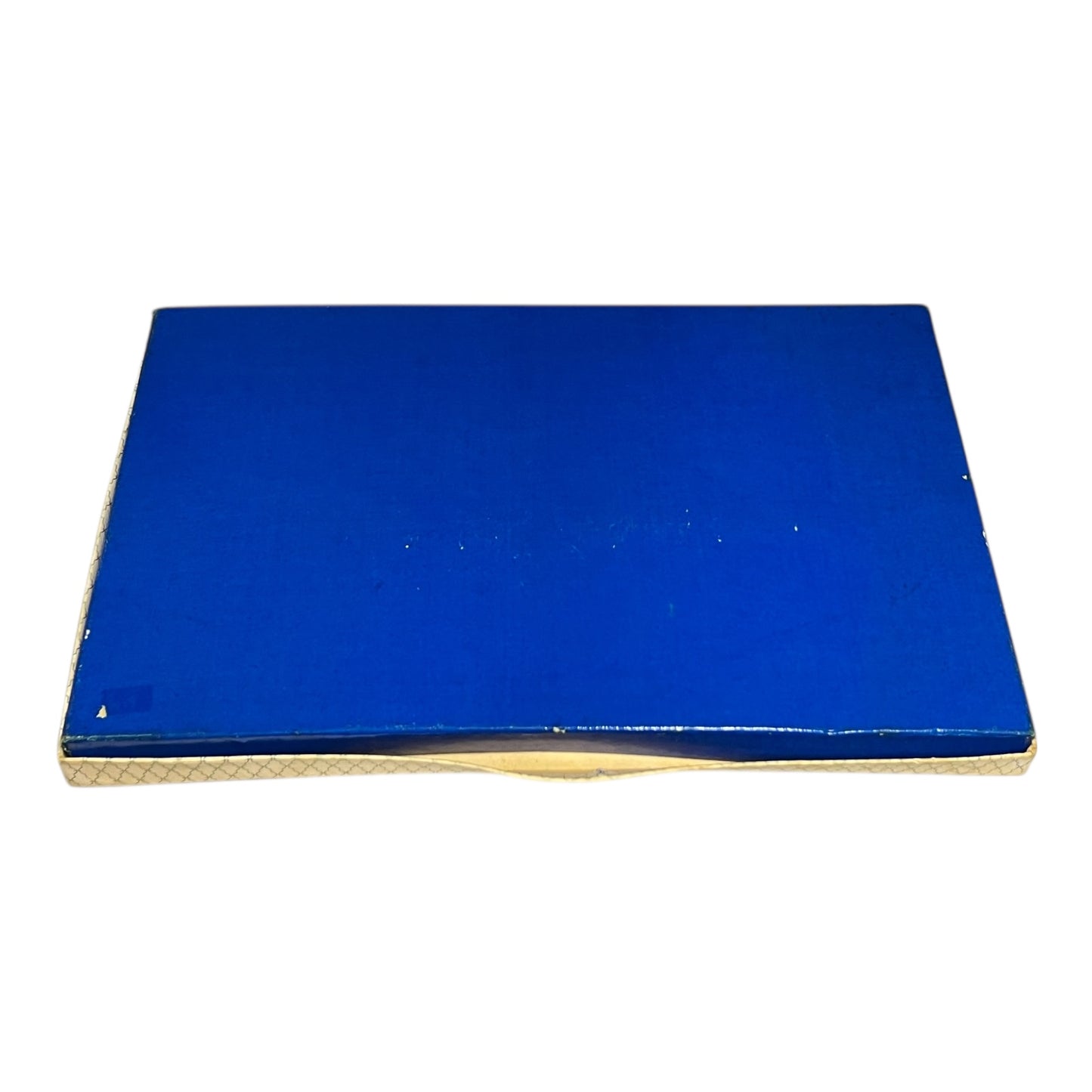 blue box with a subtle pattern on a white background