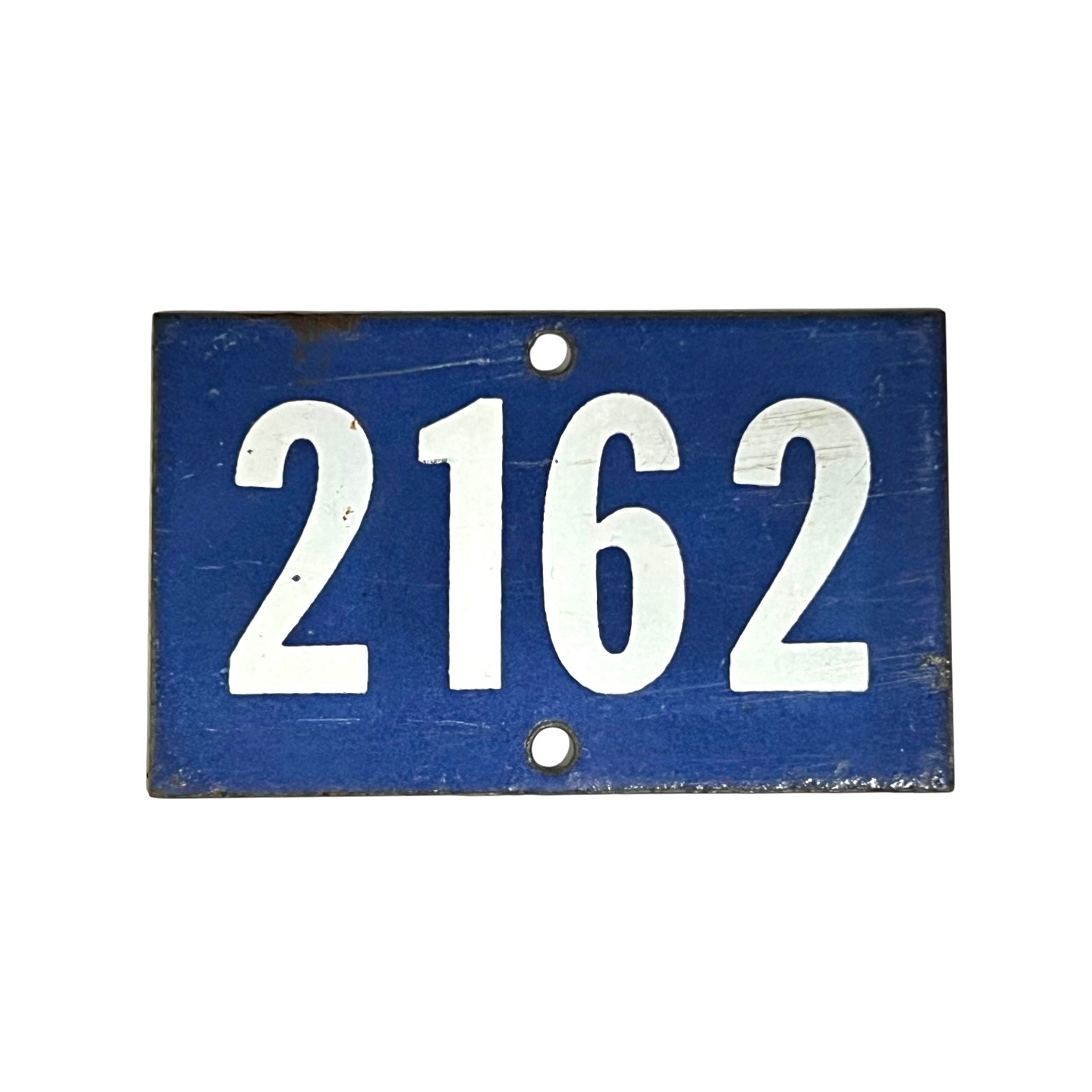 Vintage French Blue Enamel Door Number or Gatepost Number 2162