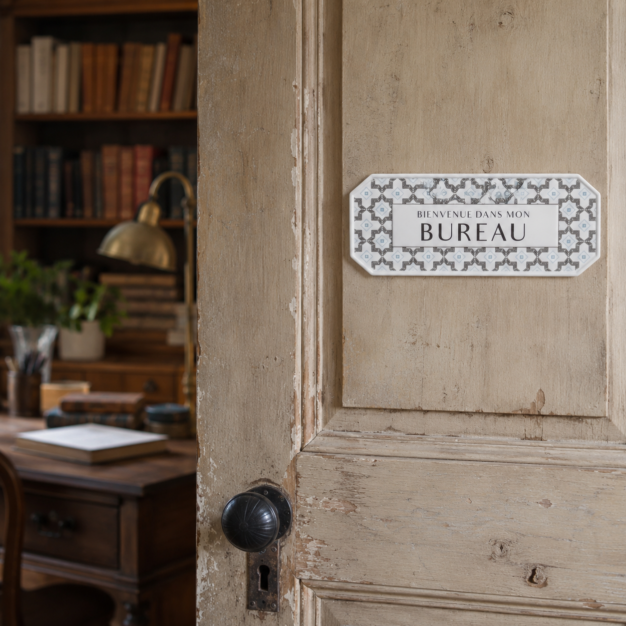 French Metal Door Signs – Bureau, Cuisine, Chambre & Toilettes Shabby Chic Plaques