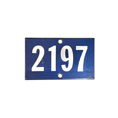 Vintage French Enamel House Number 2197 – Blue & White Door Plaque