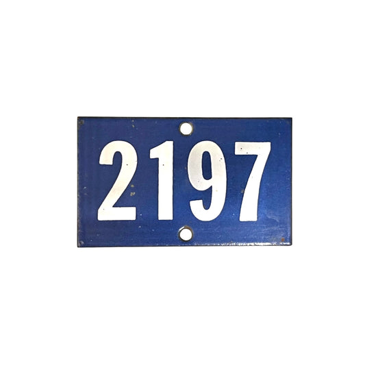 Vintage French Enamel House Number 2197 – Blue & White Door Plaque
