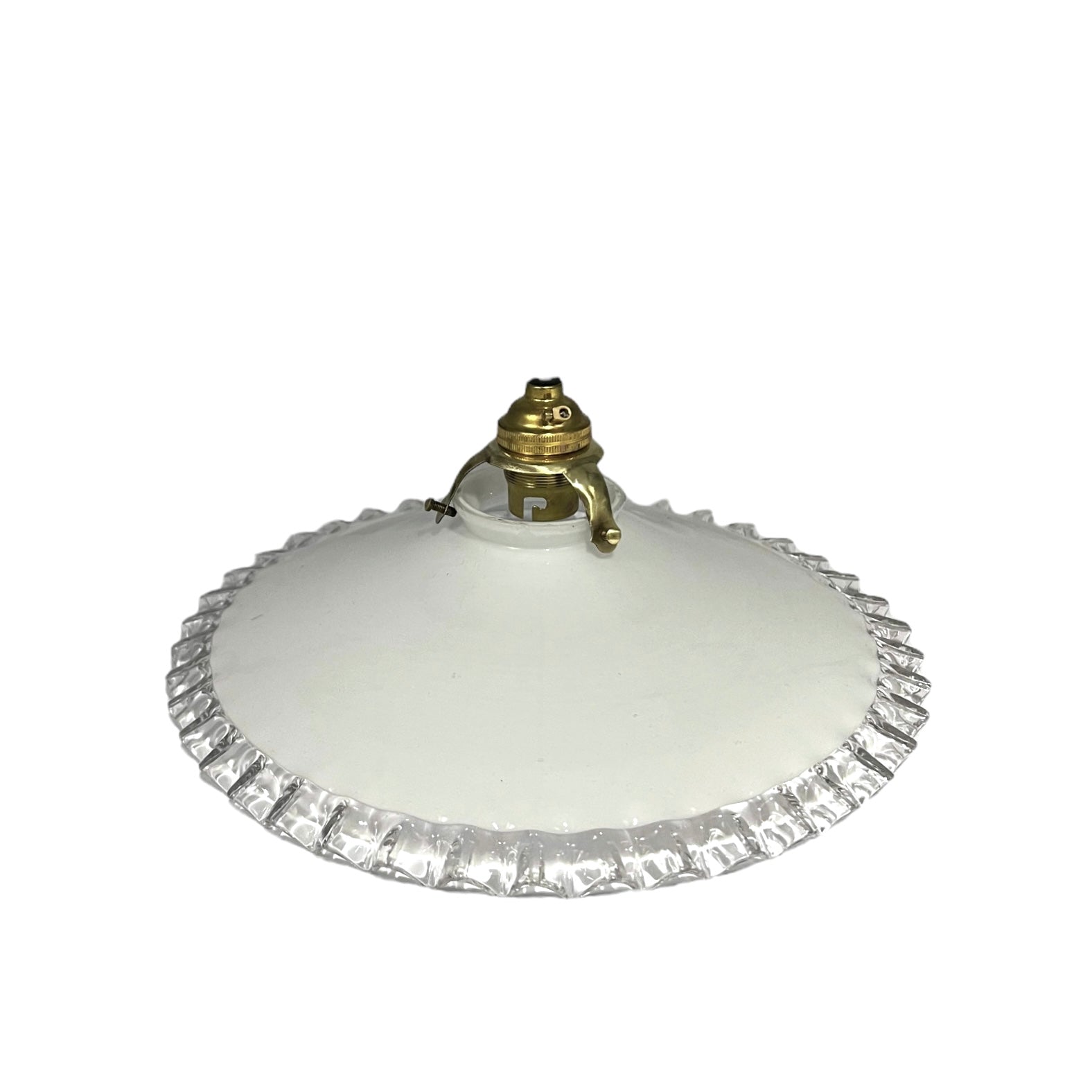 Vintage French Glass Ceiling Pendant Light, Milk Glass Hanging Lampshade