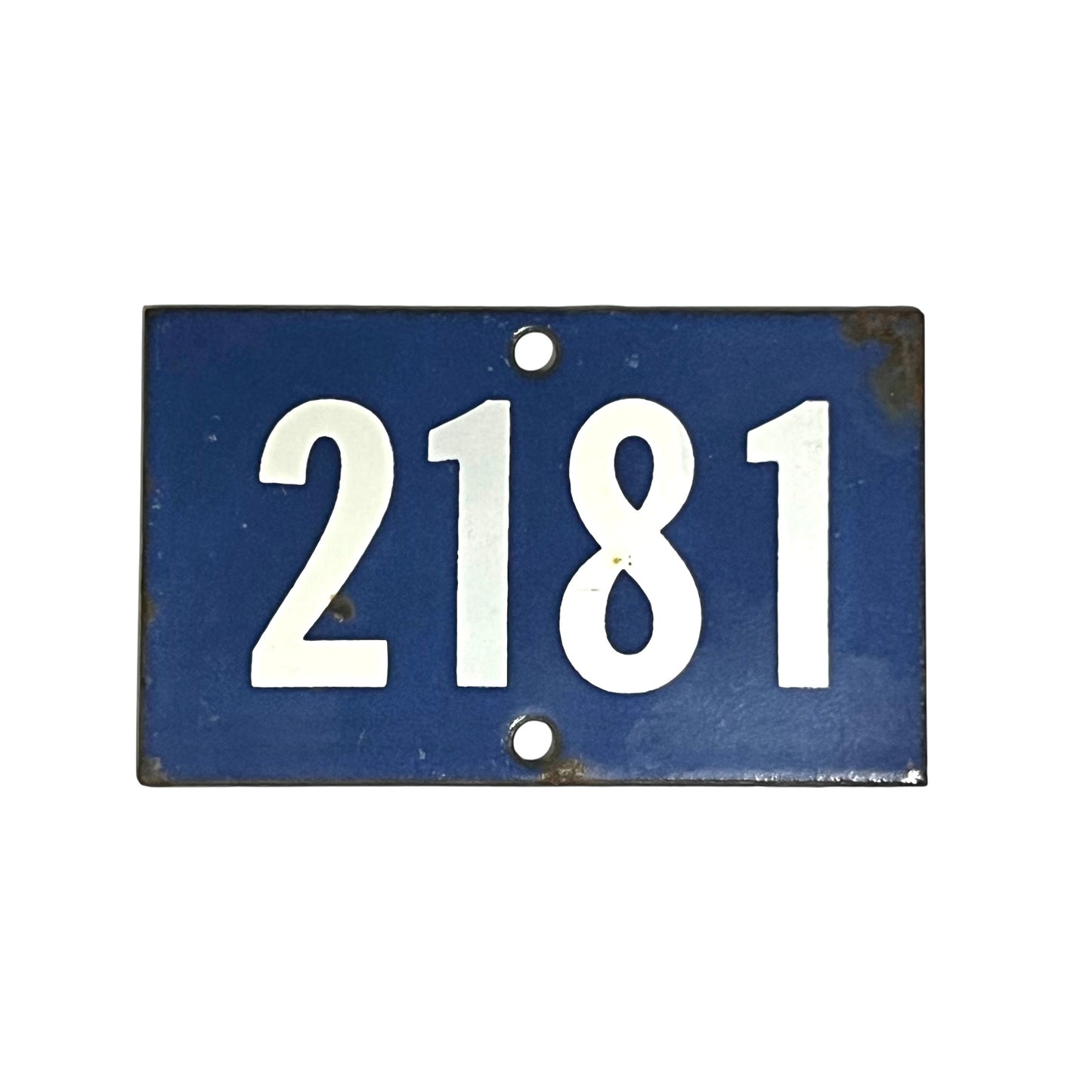 French enamel blue and white door number 2181