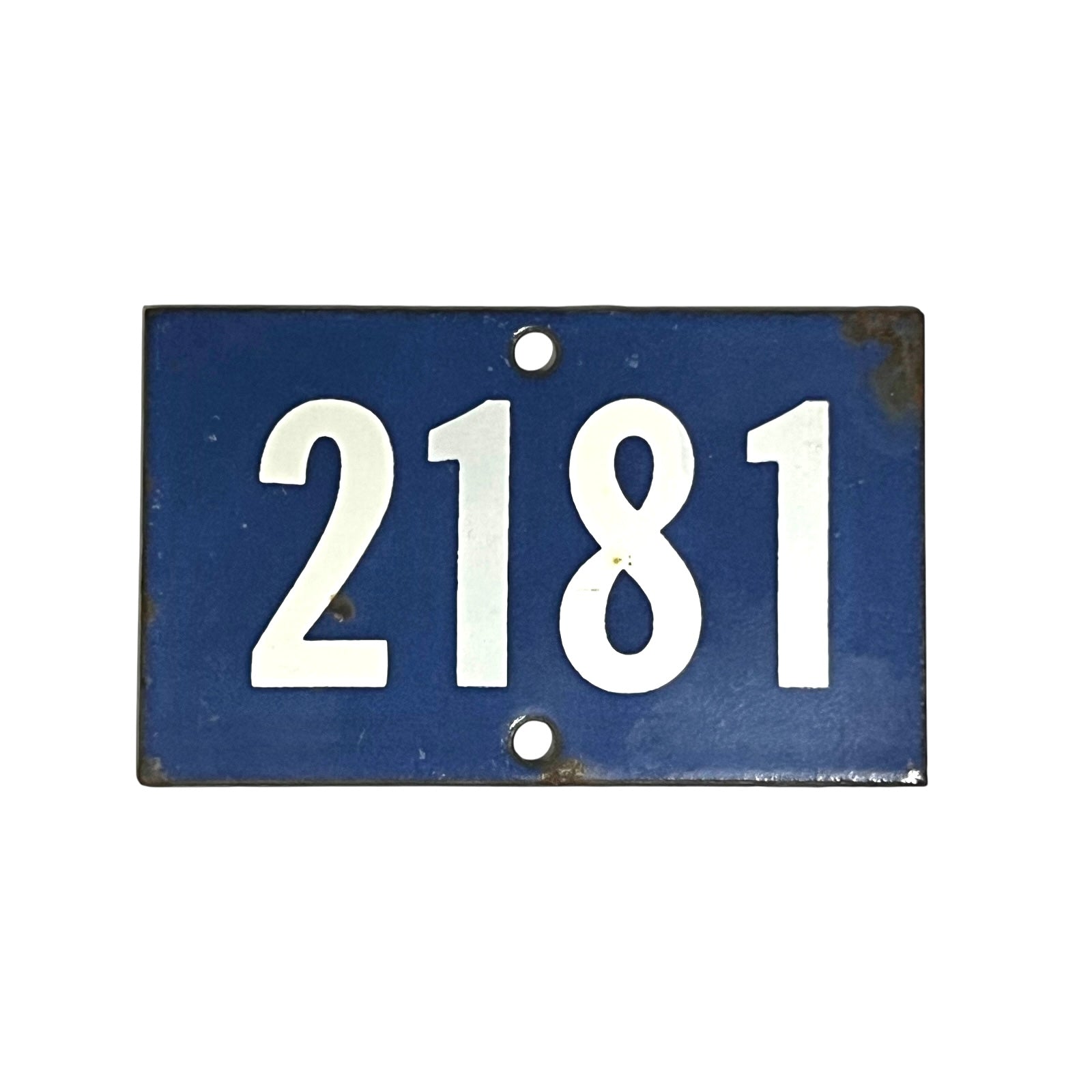 French enamel blue and white door number 2181