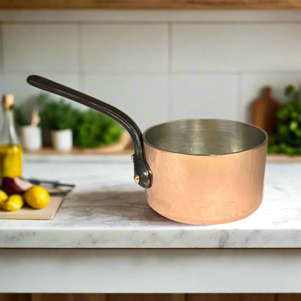 Vintage French Copper Saucepan Pot 3mm with Brand New Tin Lining for sale from All Things French Store