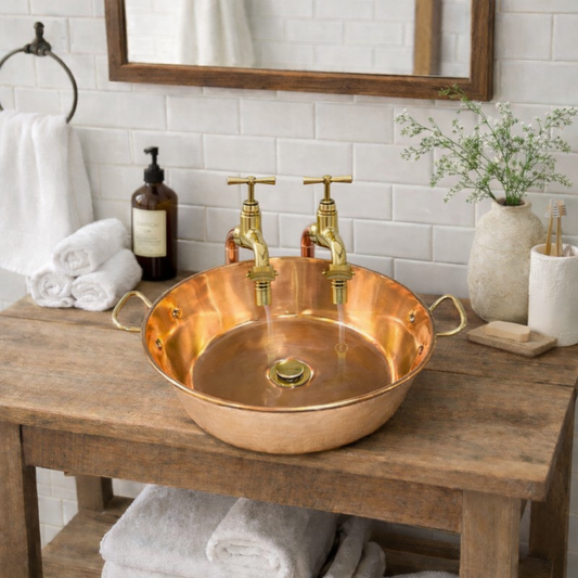 Vintage French Copper Basin Sink – Bathroom, Cloakroom or Camper Van Up Cycled