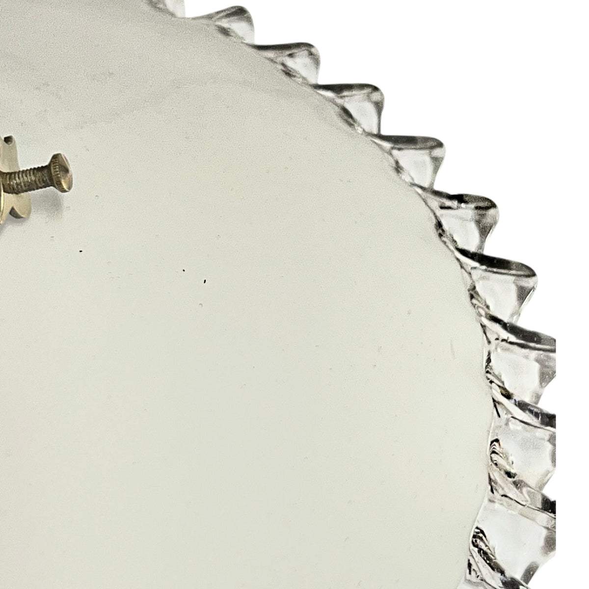 Vintage French Opaline Milk Glass Pendant Pie Crust Lampshade with Fittings