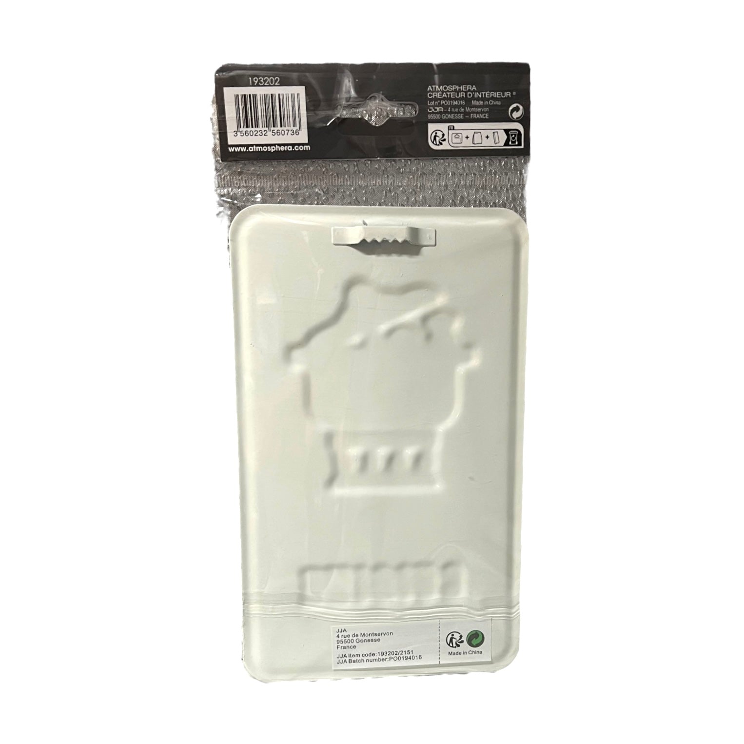 White embossed product with packaging on a white background