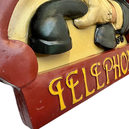 Vintage Country Corner Wooden Telephone Sign, Chunky Country Cottage Decor 