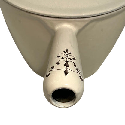 Rare Vintage Le Creuset Cast Iron Fondue Pan – 1960s/70s "Tulip" Pattern Saucepan